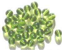 25 10mm Transparent Olive Round Glass Beads